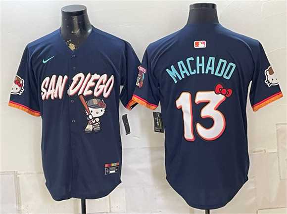 Men%27s San Diego Padres X Hello Kitty #13 Manny Machado Obsidian 2026 City Connect Stadium Stitched Jersey->san diego padres->MLB Jersey