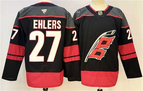Men%27s Carolina Hurricanes #27 Nikolaj Ehlers Black 2024-25 Home Stitched Hockey Jersey->carolina hurricanes->NHL Jersey