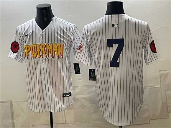 Men%27s New York Yankees X Spider-Man #7 Mickey Mantle White Limited Stitched Jersey Dzhi->toronto blue jays->MLB Jersey