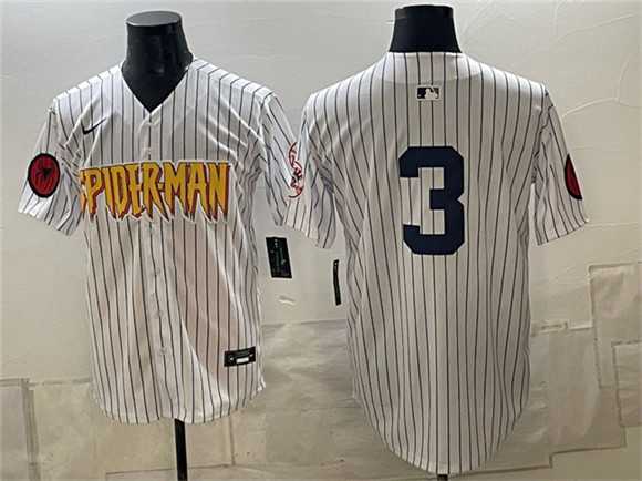 Men%27s New York Yankees X Spider-Man #3 Babe Ruth White Limited Stitched Jersey Dzhi->new york yankees->MLB Jersey