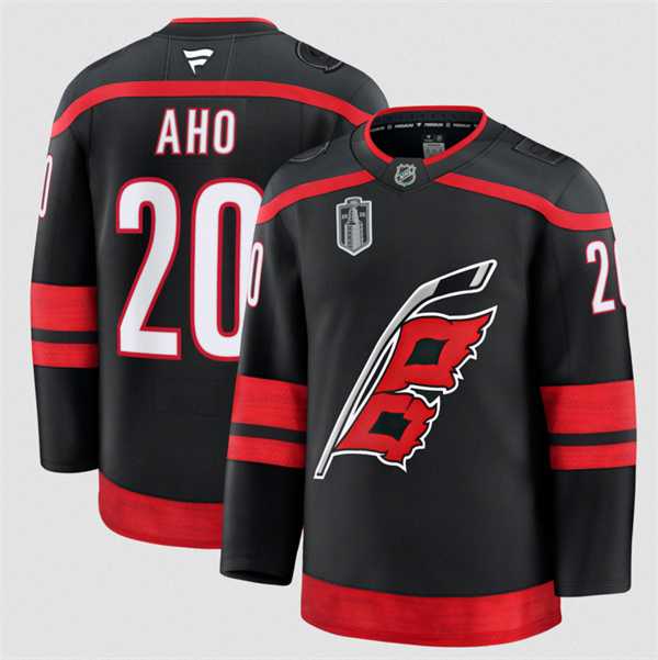 Men%27s Carolina Hurricanes #20 Sebastian Aho Black 2026 Stanley Cup Final Home Premium Stitched Jersey Dzhi->carolina hurricanes->NHL Jersey