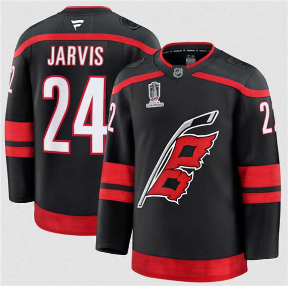Men%27s Carolina Hurricanes #24 Seth Jarvis Black 2026 Stanley Cup Champions Home Stitched Jersey Dzhi->carolina hurricanes->NHL Jersey