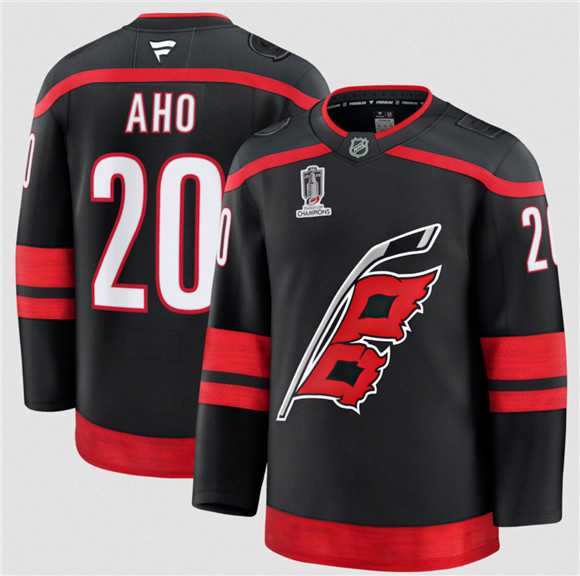 Men%27s Carolina Hurricanes #20 Sebastian Aho Black 2026 Stanley Cup Champions Home Stitched Jersey Dzhi->carolina hurricanes->NHL Jersey