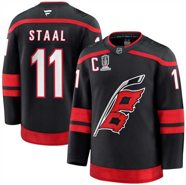 Men%27s Carolina Hurricanes #11 Jordan Staal Black 2026 Stanley Cup Champions And C Patch Home Stitched Jersey Dzhi->montreal canadiens->NHL Jersey
