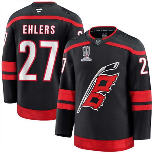 Men%27s Carolina Hurricanes #27 Nikolaj Ehlers Black 2026 Stanley Cup Champions Home Stitched Jersey Dzhi->carolina hurricanes->NHL Jersey