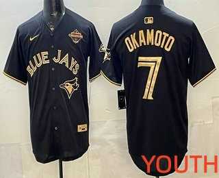 Youth Toronto Blue Jays #7 Kazuma Okamoto Black Gold 2025 American League Champions Limited Stitched Jersey Dzhi->mlb youth jerseys->MLB Jersey