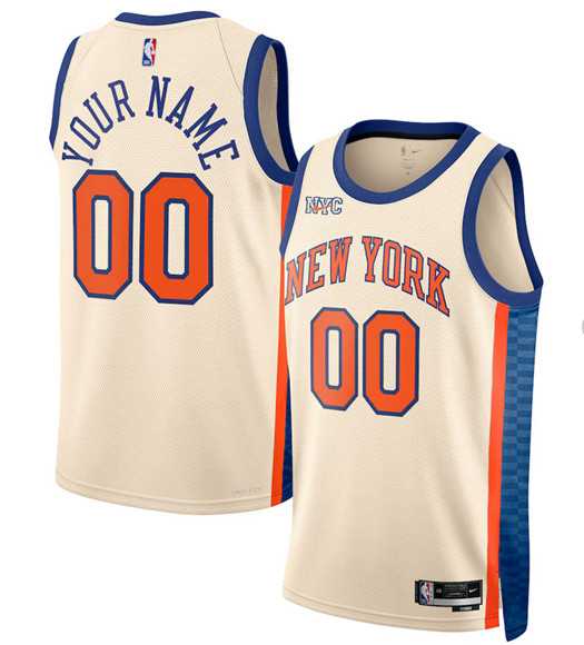 Mens New Yok Knicks Active Player Custom Cream 2025-26 City Edition Swingman Stitched Basketball Jersey->customized nba jersey->Custom Jersey