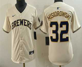 Youth Milwaukee Brewers #32 Jacob Misiorowski Cream Limited Stitched Jersey->mlb youth jerseys->MLB Jersey