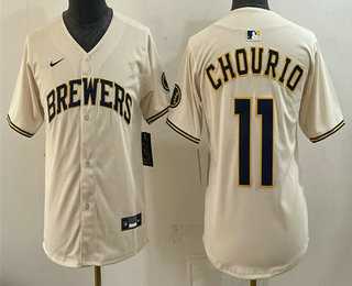 Youth Milwaukee Brewers #11 Jackson Chourio Cream Limited Stitched Jersey->mlb youth jerseys->MLB Jersey