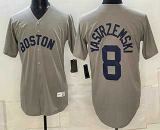 Men%27s Boston Red Sox #8 Carl Yastrzemski Grey Cooperstown Collection Limited Stitched Jersey->chicago white sox->MLB Jersey