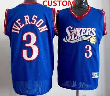 Mens Philadelphia 76ers Custom blue swingman throwback jersey->customized nba jersey->Custom Jersey