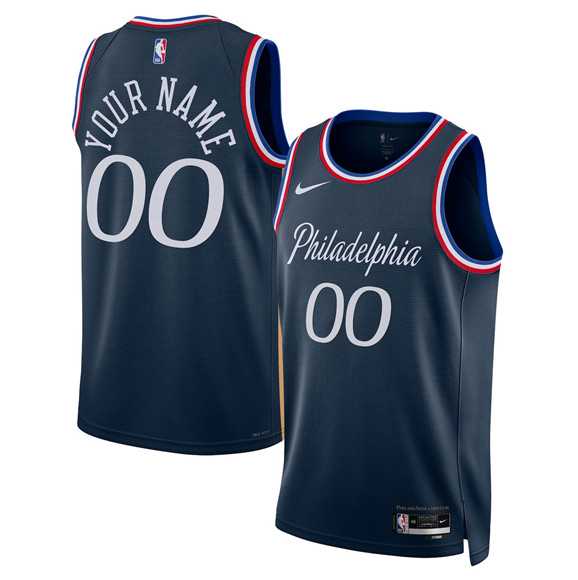 Mens Philadelphia 76ers Active Player Custom Navy 2025-26 City Edition Swingman Stitched Jersey->customized nba jersey->Custom Jersey