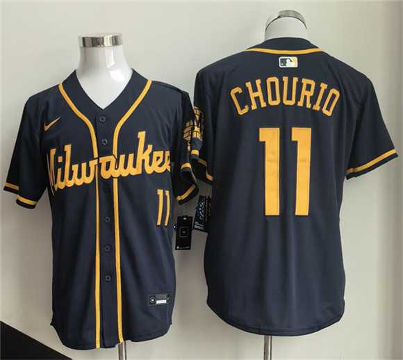 Men%27s Milwaukee Brewers #11 Jackson Chourio Navy 2025 Cool Base Stitched Jersey->milwaukee brewers->MLB Jersey