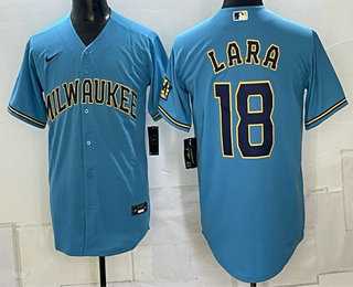 Men%27s Milwaukee Brewers #18 Luis Lara Blue 2026 City Connect Stadium Stitched Jersey->milwaukee brewers->MLB Jersey