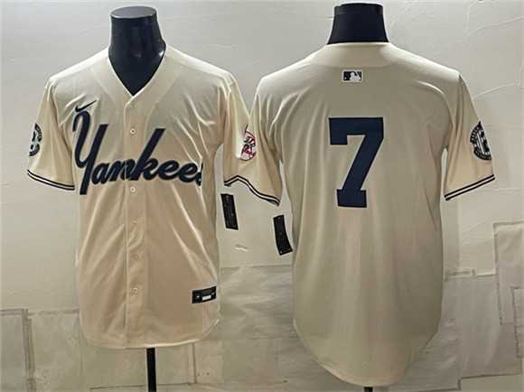 Men%27s New York Yankees #7 Mickey Mantle Cream Limited Stitched Jersey->new york yankees->MLB Jersey