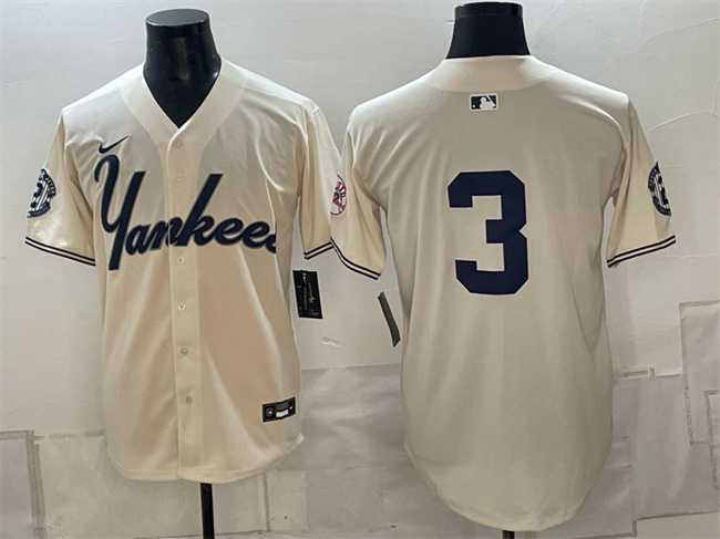 Men%27s New York Yankees #3 Babe Ruth Cream Limited Stitched Jersey->new york yankees->MLB Jersey