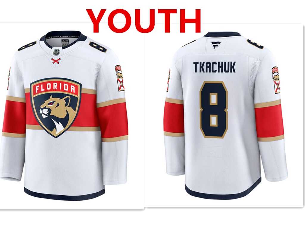 Youth Florida Panthers #8 Brady Tkachuk White Stitched away jersey Dzhi->nhl youth jerseys->NHL Jersey