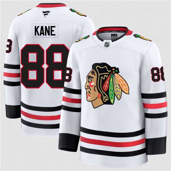 Men%27s Chicago Blackhawks #88 Patrick Kane White 2024-25 Away Stitched Hockey Jersey Dzhi->new york rangers->NHL Jersey