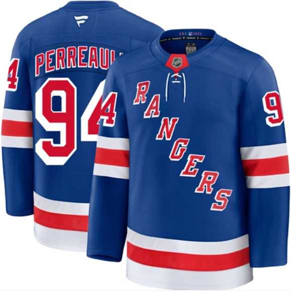 Men%27s New York Rangers #94 Gabe Perreault Royal Home Stitched Hockey Jersey Dzhi->san jose sharks->NHL Jersey