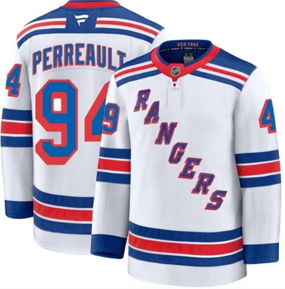 Men%27s New York Rangers #94 Gabe Perreault White Away Stitched Hockey Jersey Dzhi->san jose sharks->NHL Jersey