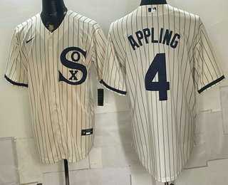 Men%27s Chicago White Sox #4 Luke Appling Cream Player Name 2021 Field of Dreams Authentic Jersey->boston red sox->MLB Jersey