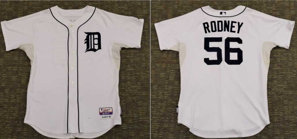 Men%27s Detroit Tigers #56 Fernando Rodney Game White Home Jersey->chicago white sox->MLB Jersey
