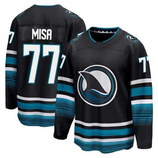 Men%27s San Jose Sharks #77 Michael Misa Premier Black Breakaway Alternate Jersey Dzhi->toronto maple leafs->NHL Jersey