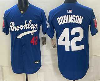 Men%27s Los Angeles Dodgers #42 Jackie Robinson Blue 1955 Throwback Jersey->los angeles dodgers->MLB Jersey