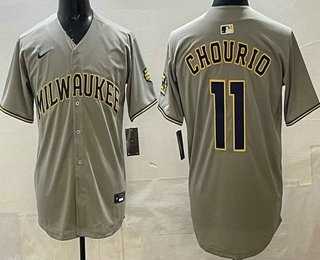 Men%27s Milwaukee Brewers #11 Jackson Chourio Gray Limited Jersey->los angeles dodgers->MLB Jersey