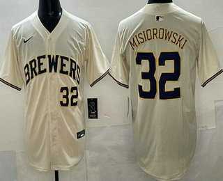 Men%27s Milwaukee Brewers #32 Jacob Misiorowski Cream Limited Jersey->milwaukee brewers->MLB Jersey