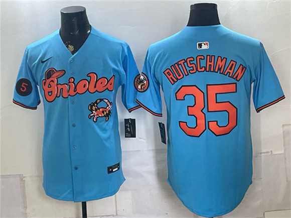 Men%27s Baltimore Orioles #35 Adley Rutschman Blue With Patch Vapor Premier Limited Stitched Jersey Dzhi->baltimore orioles->MLB Jersey
