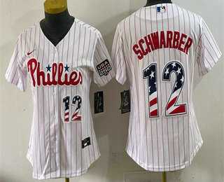 Youth Philadelphia Phillies #12 Kyle Schwarber White USA 250 Fourth of July Home Stitched Jersey Dzhi->mlb youth jerseys->MLB Jersey