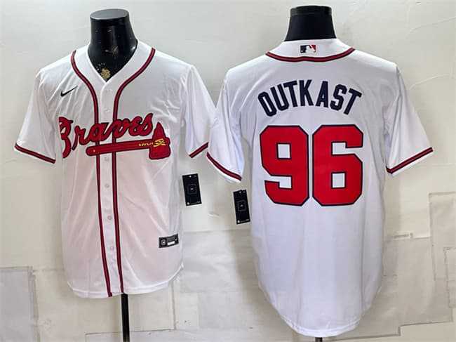 Men%27s Atlanta Braves #96 OutKast White Cool Base Stitched Jersey->boston red sox->MLB Jersey