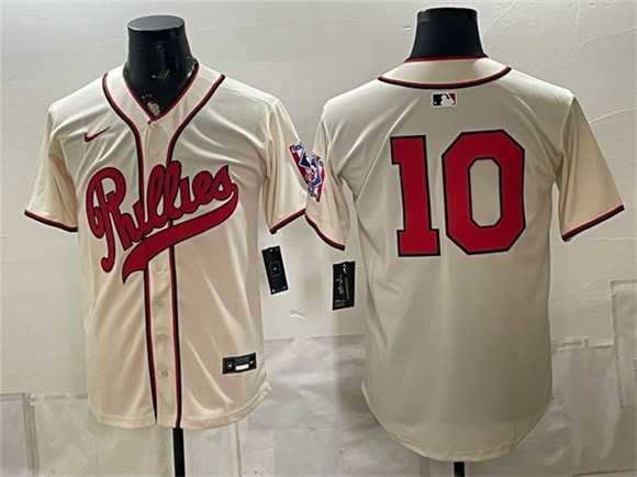 Men%27s Philadelphia Phillies #10 J.T. Realmuto Cream 2026 Field of Dreams Stadium Stitched Jersey->philadelphia phillies->MLB Jersey