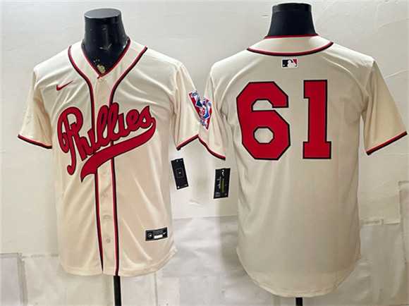 Men%27s Philadelphia Phillies #61 Cristopher Sanchez Cream 2026 Field of Dreams Stadium Stitched Jersey->philadelphia phillies->MLB Jersey