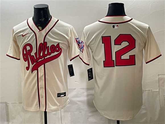 Men%27s Philadelphia Phillies #12 Kyle Schwarber Cream 2026 Field of Dreams Stadium Stitched Jersey->philadelphia phillies->MLB Jersey