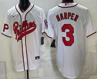 Men%27s Philadelphia Phillies #3 Bryce Harper White 2026 Field of Dreams Stadium Stitched Jersey->new york yankees->MLB Jersey
