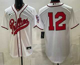 Men%27s Philadelphia Phillies #12 Kyle Schwarber White 2026 Field of Dreams Stadium Stitched Jersey->philadelphia phillies->MLB Jersey