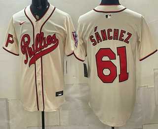 Men%27s Philadelphia Phillies #61 Cristopher Sanchez Name Cream 2026 Field of Dreams Stadium Stitched Jersey->philadelphia phillies->MLB Jersey