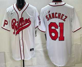 Men%27s Philadelphia Phillies #61 Cristopher Sanchez White 2026 Field of Dreams Stadium Stitched Jersey->philadelphia phillies->MLB Jersey