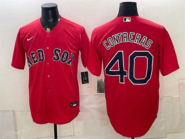 Men%27s Boston Red Sox #40 Willson Contreras Red Cool Base Stitched Jersey->boston red sox->MLB Jersey