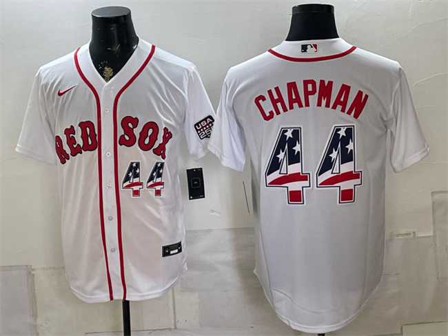 Men%27s Boston Red Sox #44 Aroldis Chapman White 2026 USA 250 Fourth of July Home Stitched Jersey Dzhi->chicago cubs->MLB Jersey