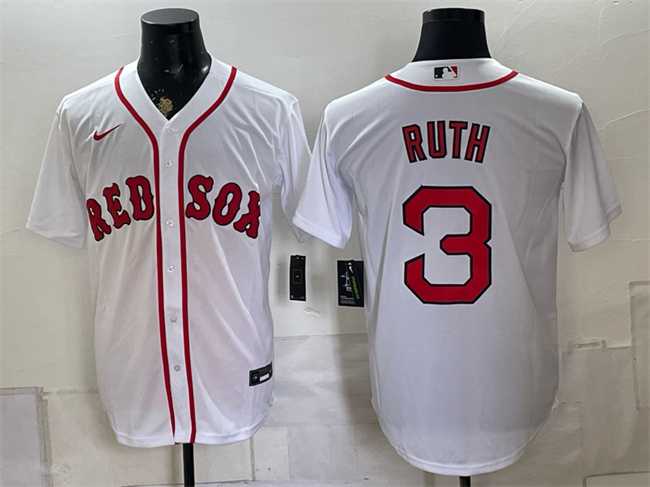 Men%27s Boston Red Sox #3 Babe Ruth White Cool Base Stitched Jersey->boston red sox->MLB Jersey