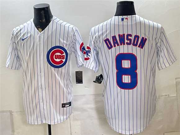 Men%27s Chicago Cubs #8 Andre Dawson White Home Stitched Jersey->chicago cubs->MLB Jersey
