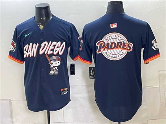 Men%27s San Diego Padres X Hello Kitty Team Big Logo Obsidian 2026 City Connect Stadium Stitched Baseball Jersey->philadelphia phillies->MLB Jersey