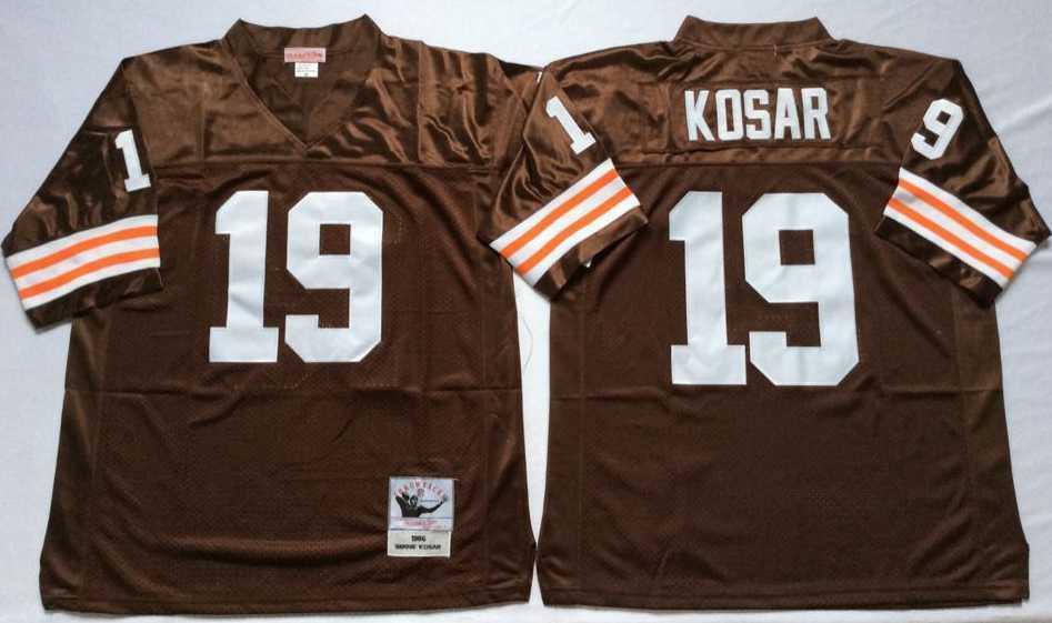 Men%27s Cleveland Browns #19 Bernie Kosar Brown Throwback Stitched Football Jersey->cincinnati bengals->NFL Jersey
