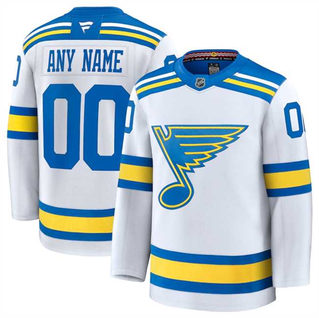 Mens St. Louis Blues Active Player Custom White 2024-25 Away Stitched Hockey Jersey->customized nhl jersey->Custom Jersey