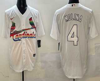 Men%27s St Louis Cardinals #4 Yadier Molina White Mexico Cool Base Stitched Jersey->st.louis cardinals->MLB Jersey
