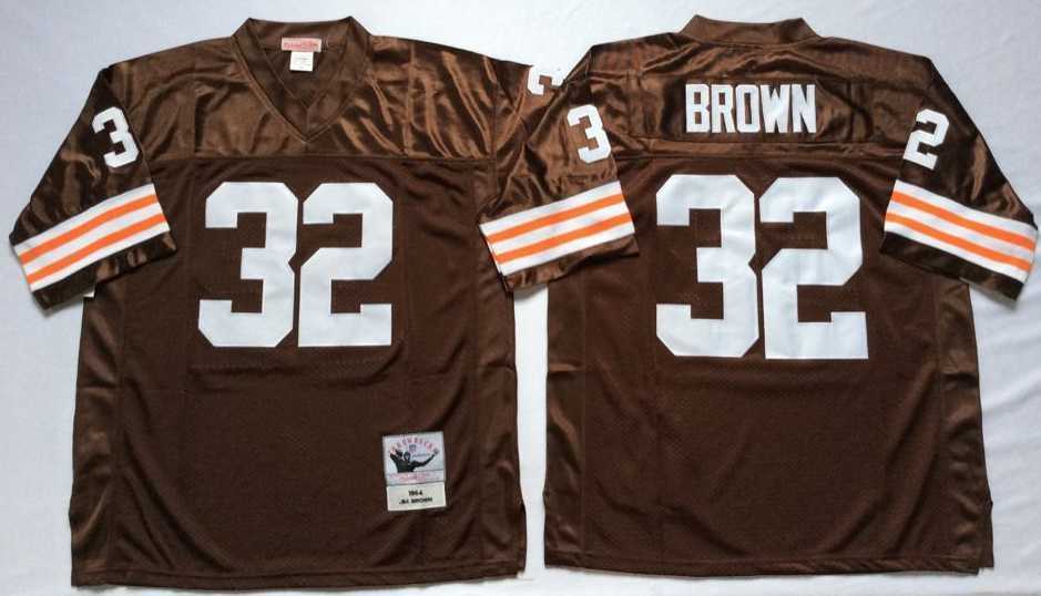 Men%27s Cleveland Browns #32 Jim Brown Brown Throwback Stitched Football Jersey->cleveland browns->NFL Jersey