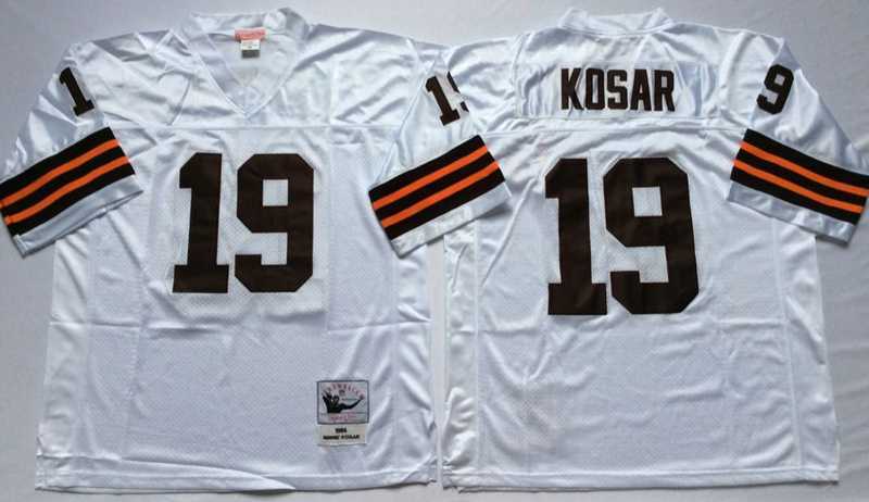 Men%27s Cleveland Browns #19 Bernie Kosar White Throwback Stitched Football Jersey->cincinnati bengals->NFL Jersey
